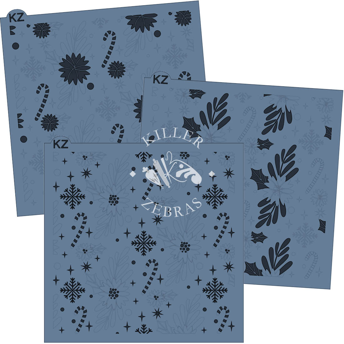 5.5 x 5.5 Stencil Christmas Flowers 3 Part Stencil