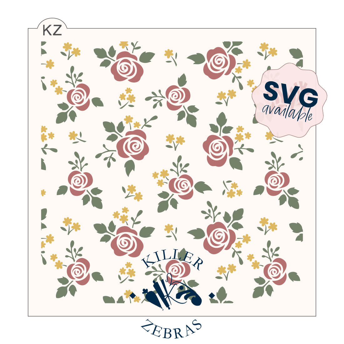 5.5 x 5.5 Stencil Country Rose – Layered Cookie Stencil