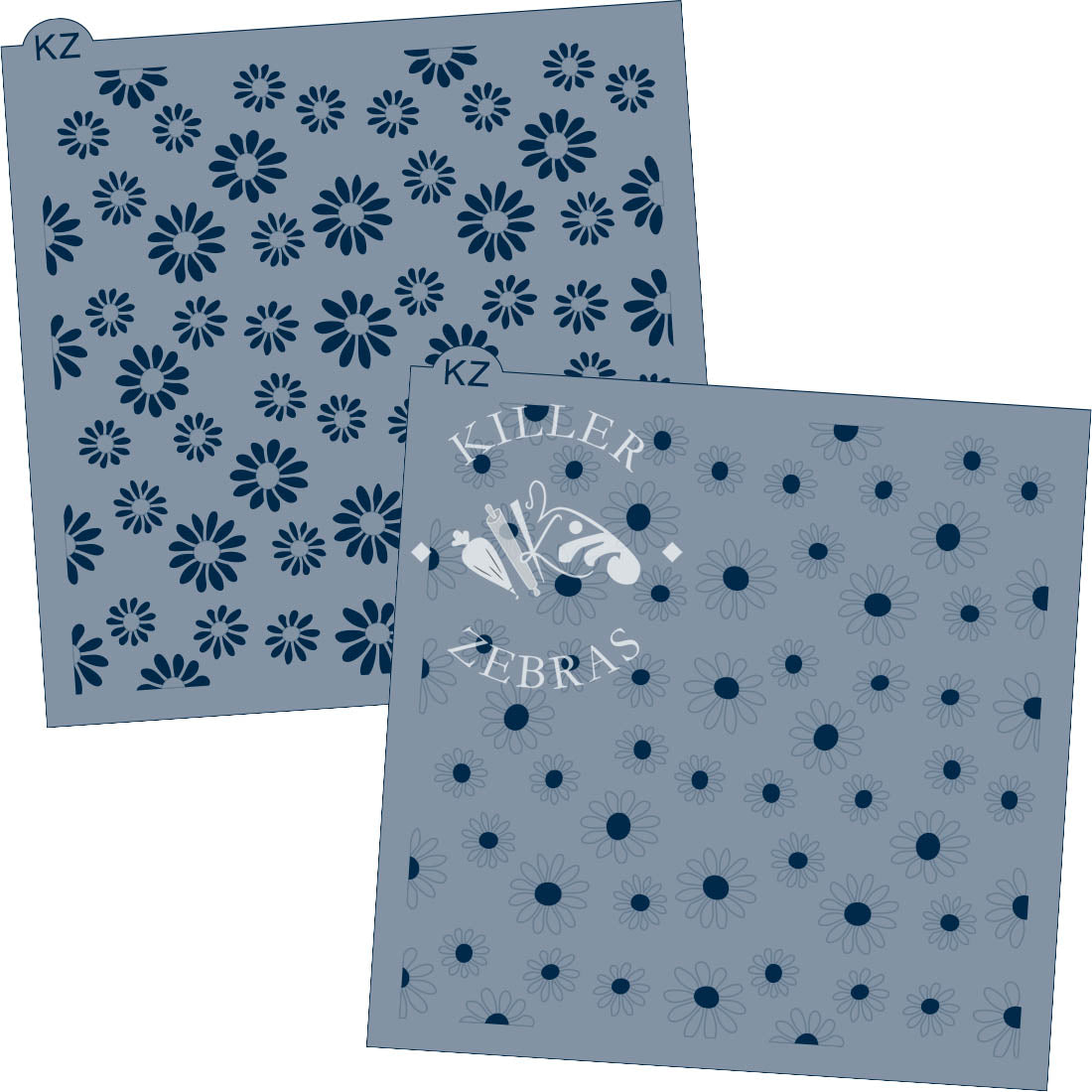 5.5 x 5.5 Stencil Daisies 2 Part Stencil