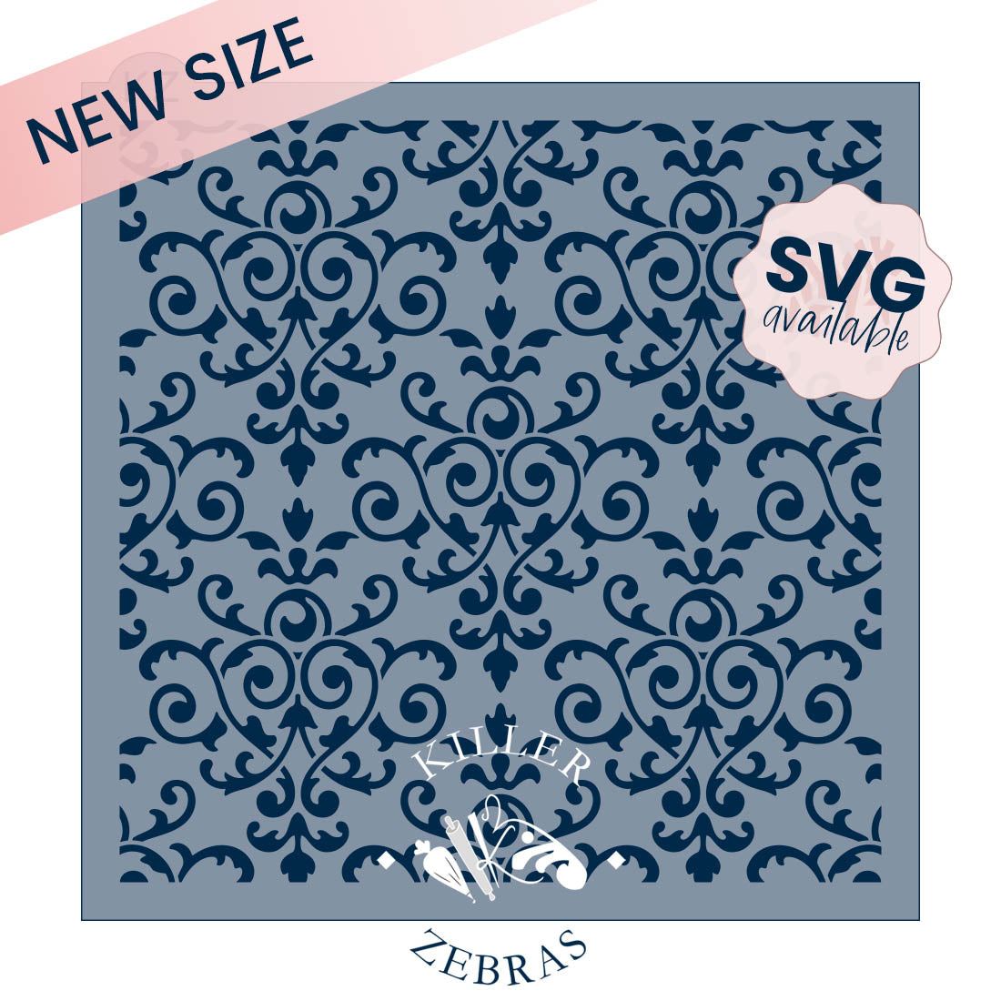 5.5 x 5.5 Stencil Damask – Cookie Stencil