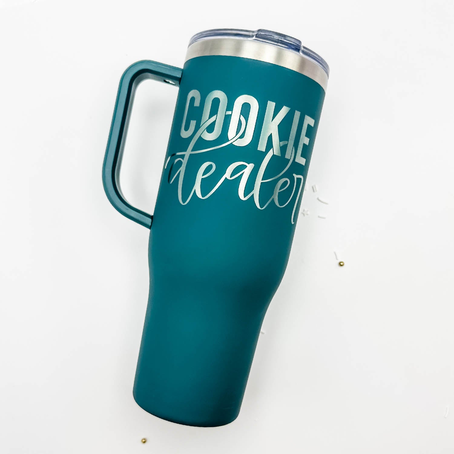 Tumbler Teal Satin Stainless Steel 40 oz. Tumbler with Handle