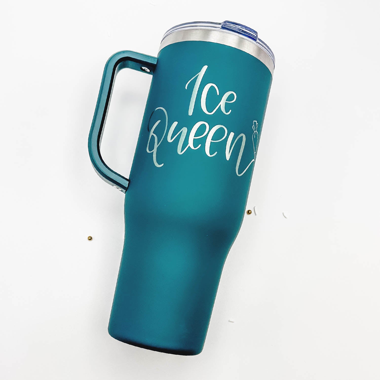 Tumbler Teal Satin Stainless Steel 40 oz. Tumbler with Handle