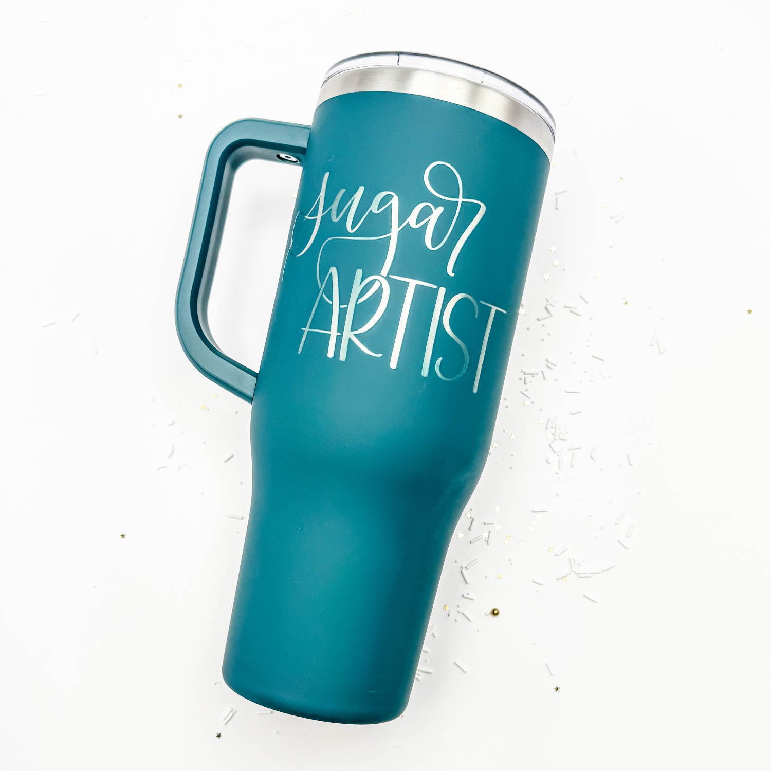 Tumbler Teal Satin Stainless Steel 40 oz. Tumbler with Handle