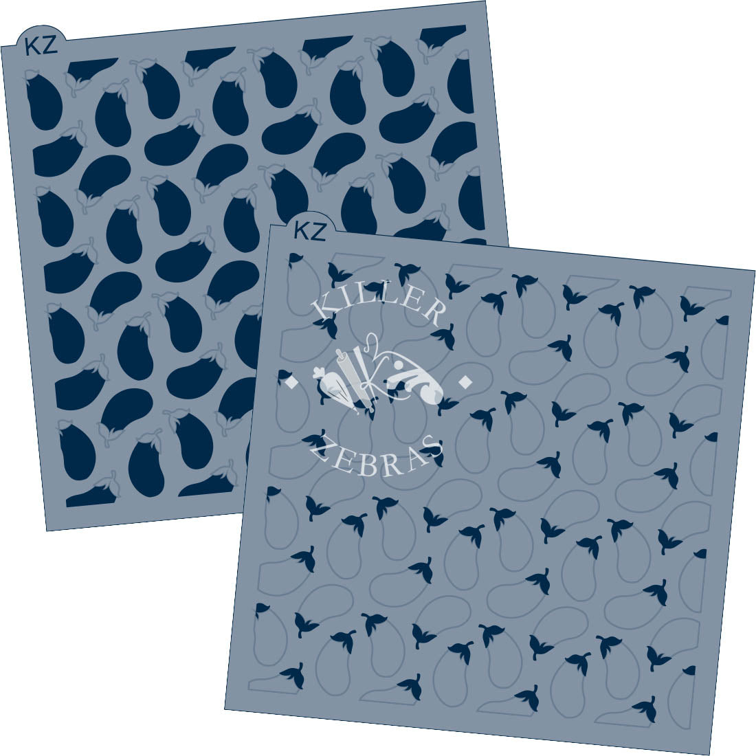 5.5 x 5.5 Stencil Eggplants 2 Part Stencil