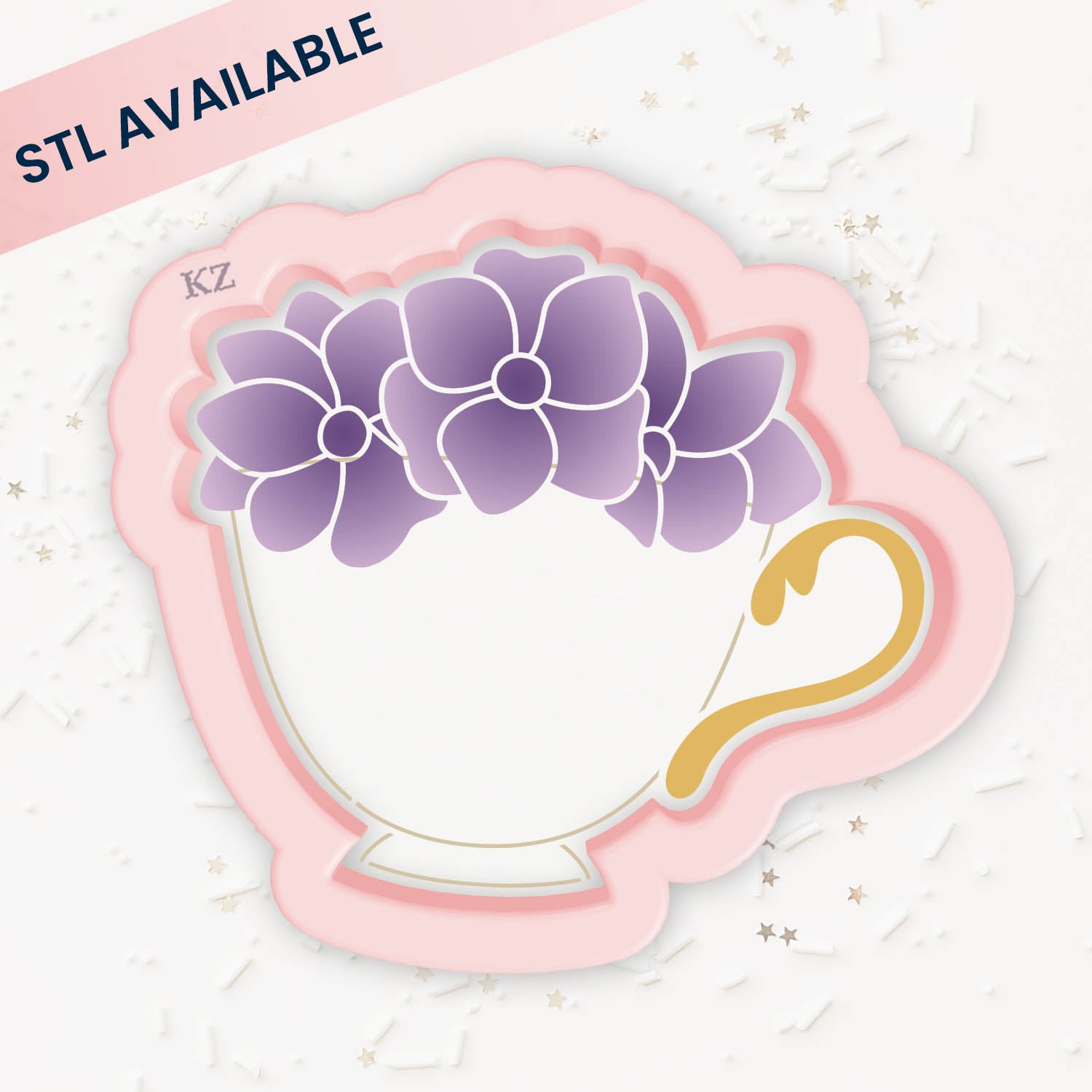 Cookie Cutters Floral Teacup – Cookie Cutter & Stencil Set