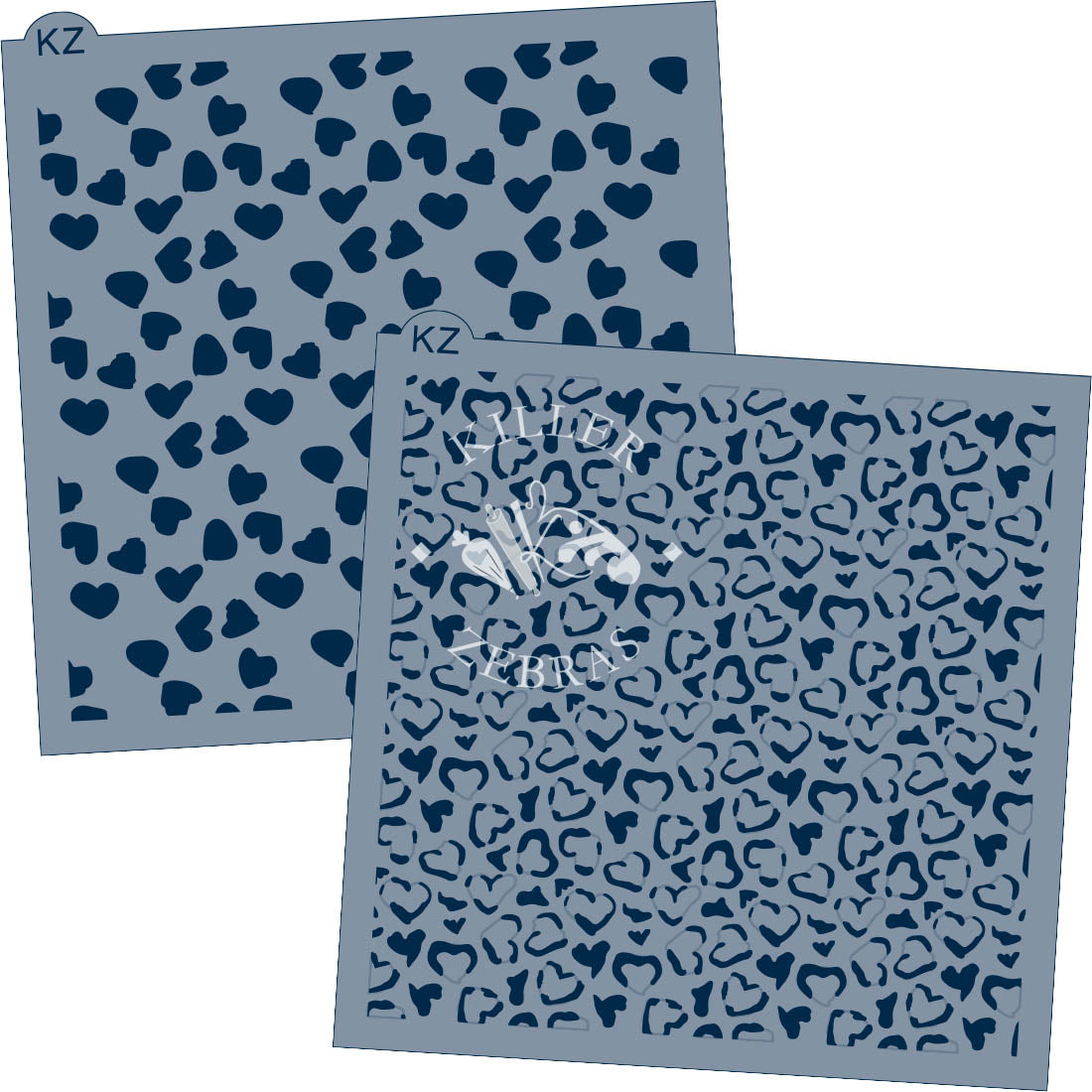5.5 x 5.5 Stencil Heart Leopard Print 2 Part Stencil
