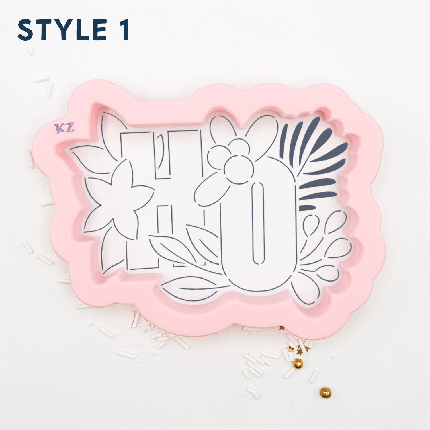 Cookie Cutters Ho Ho Ho Floral Cutter/Stencil Style 1