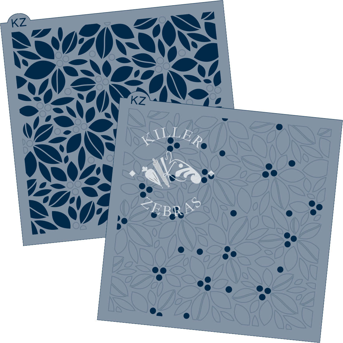 5.5 x 5.5 Stencil Holly 2 Part Stencil