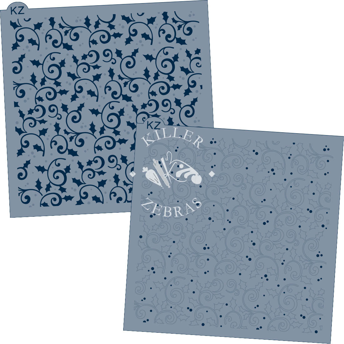5.5 x 5.5 Stencil Holly Filigree 2 Part Stencil