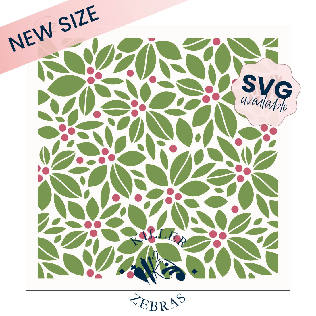 5.5 x 5.5 Stencil Holly 2 Part Stencil