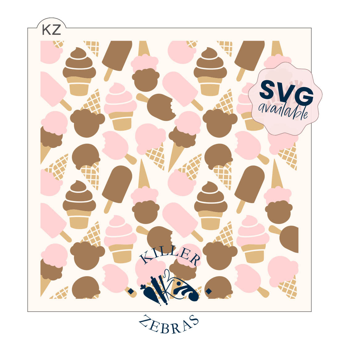 5.5 x 5.5 Stencil Ice Cream – Layered Cookie Stencil