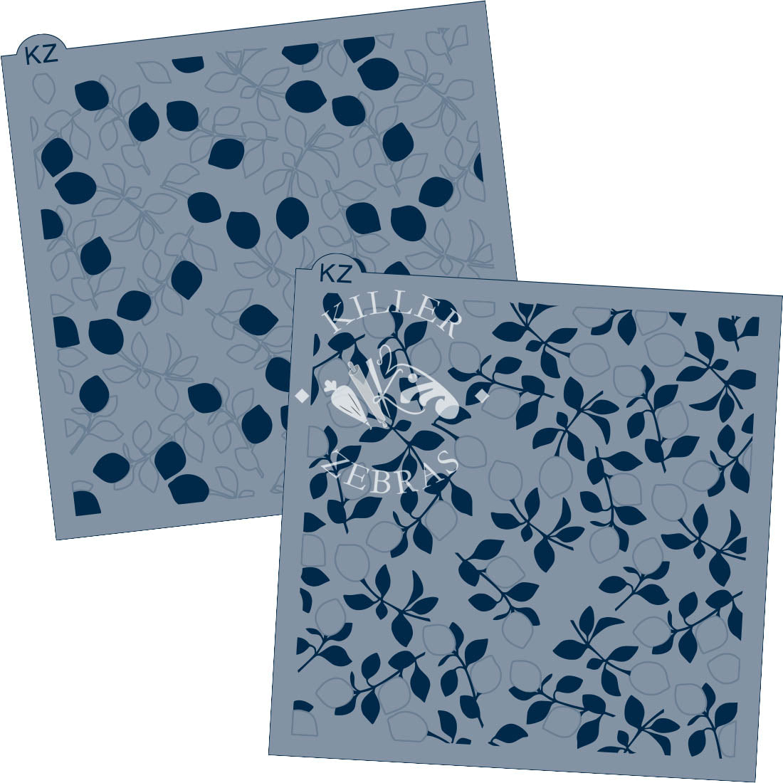 5.5 x 5.5 Stencil Lemon Branches 2 Part Stencil