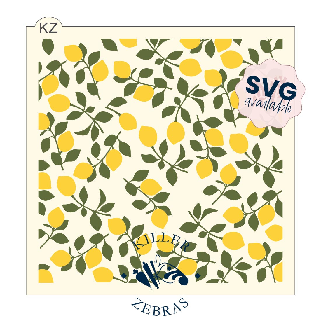 5.5 x 5.5 Stencil Lemon Branches 2 Part Stencil