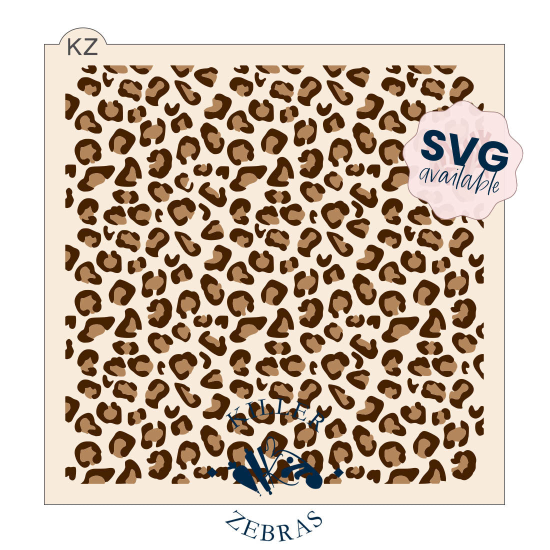 5.5 x 5.5 Stencil Leopard Print 2 Part Stencil