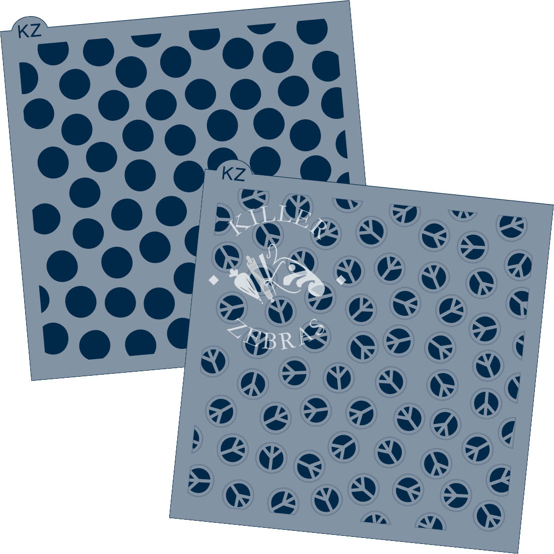 5.5 x 5.5 Stencil Peace Signs 2 Part Stencil