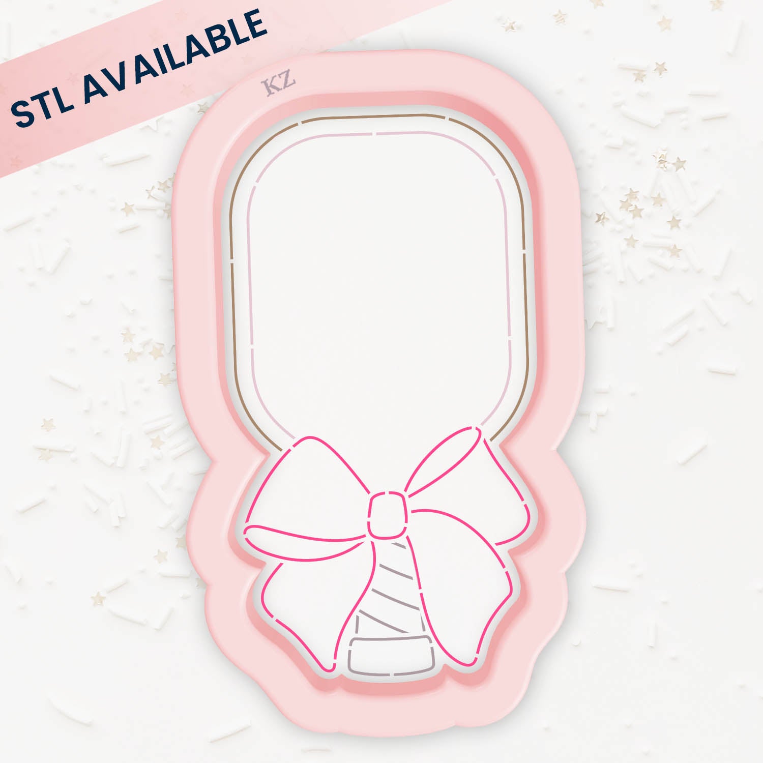 Pickleball Paddle with Bow – Cookie Cutter & Stencil Set