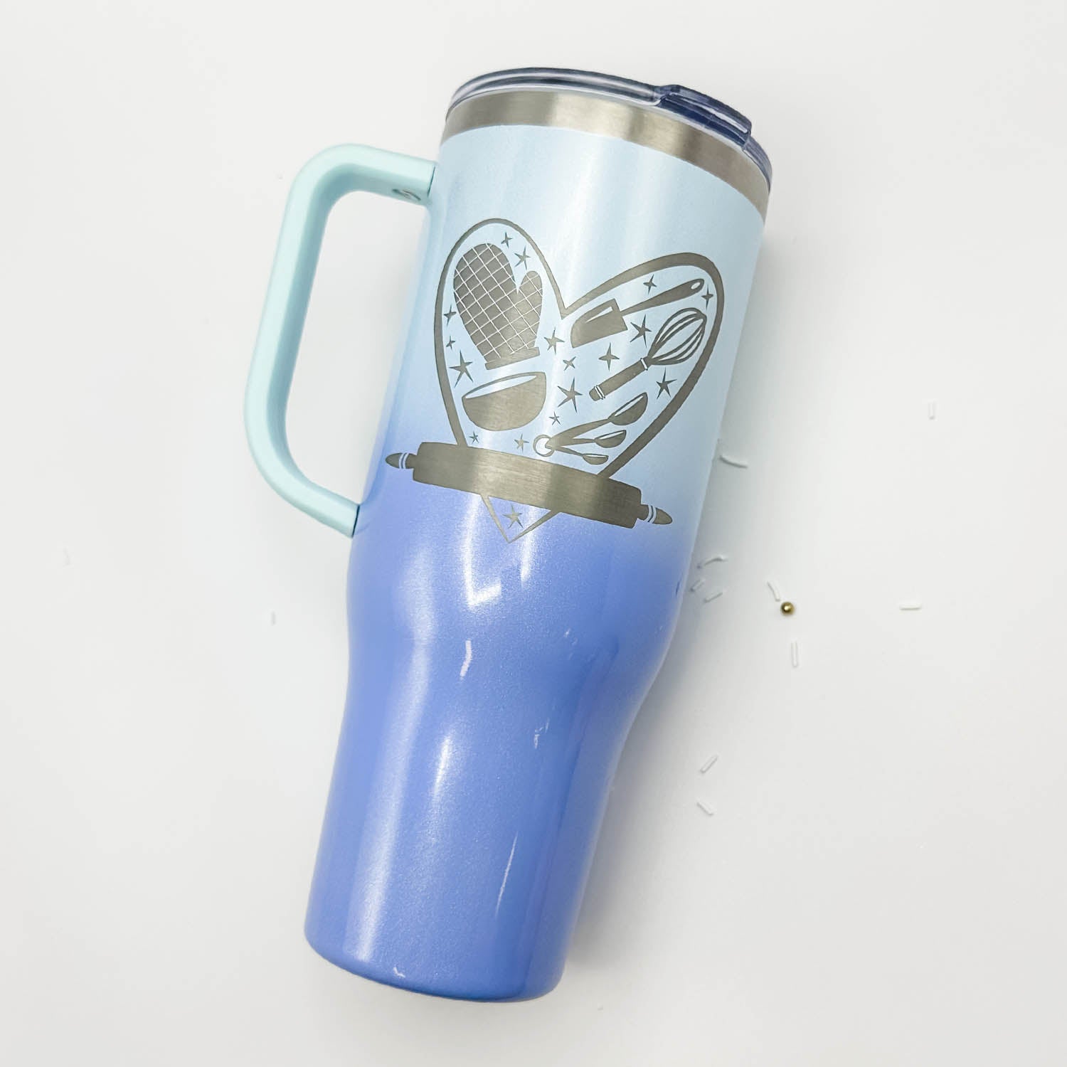 Tumbler Seaside Ombre Glitter Stainless Steel 40 oz. Tumbler with Handle