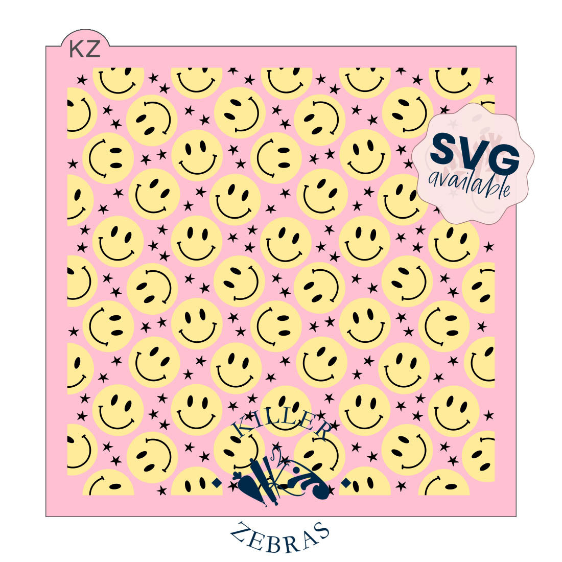 5.5 x 5.5 Stencil Smiley Faces 2 Part Stencil