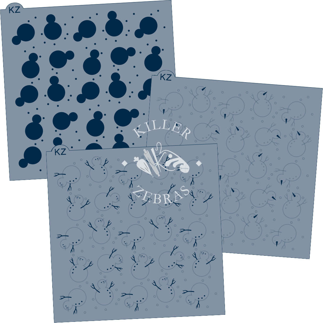 5.5 x 5.5 Stencil Snowmen 3 Part Stencil