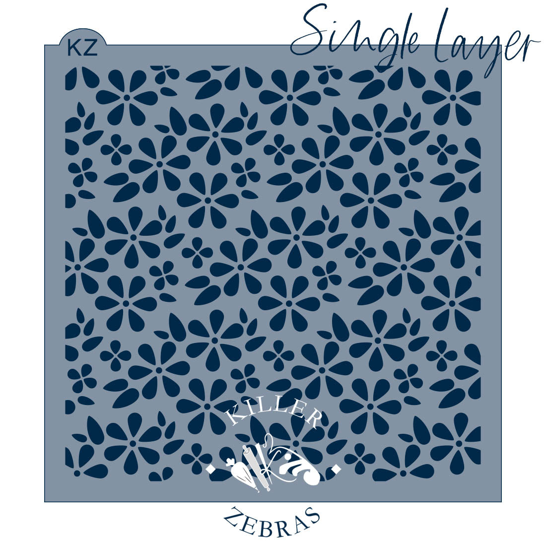 5.5 x 5.5 Stencil Spring Flowers Stencil Single Layer Stencil