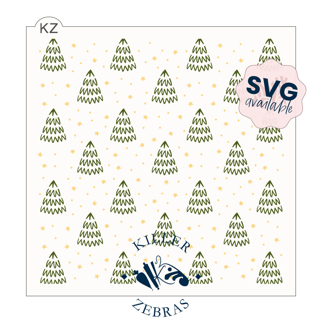 5.5 x 5.5 Stencil Starlit Pines 2 Part Stencil