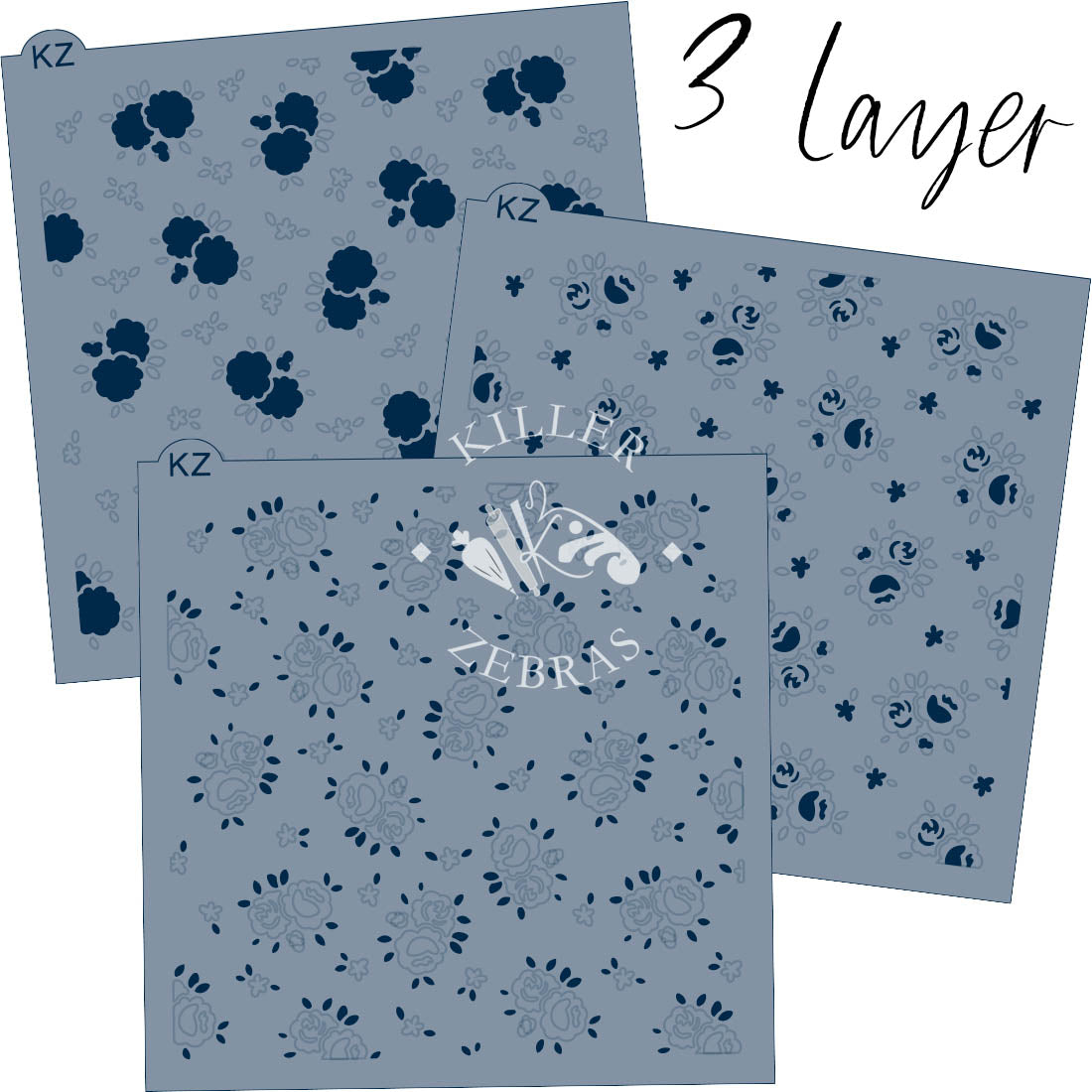 5.5 x 5.5 Stencil Vintage Roses – Layered Cookie Stencil