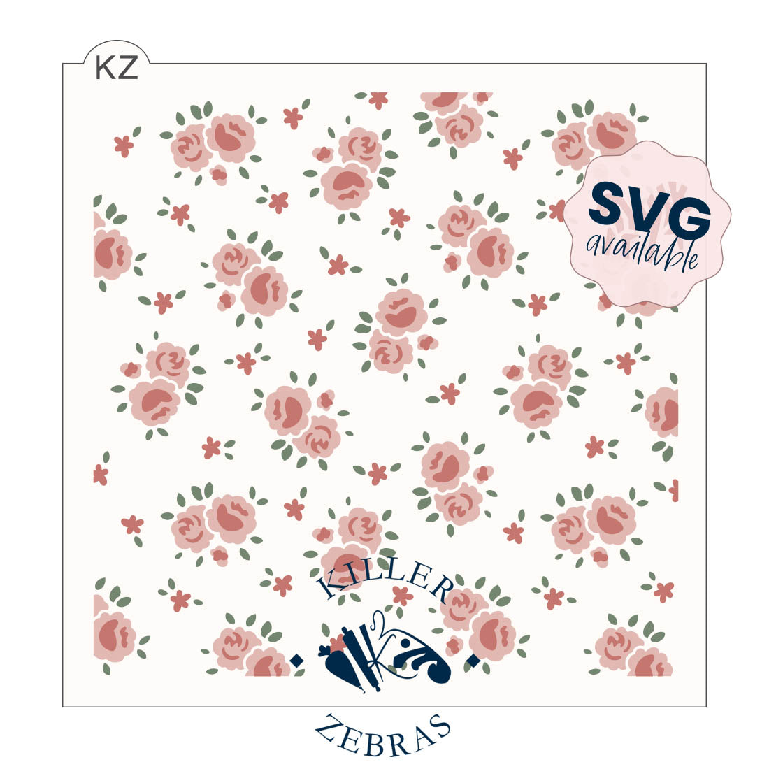 5.5 x 5.5 Stencil Vintage Roses 3 Part Stencil Digital SVG Download 4 Part (w polka dots)
