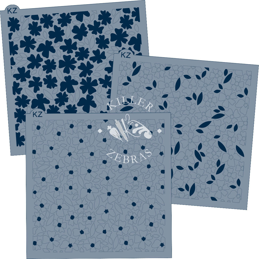 5.5 x 5.5 Stencil Wallflowers 3 Part Stencil