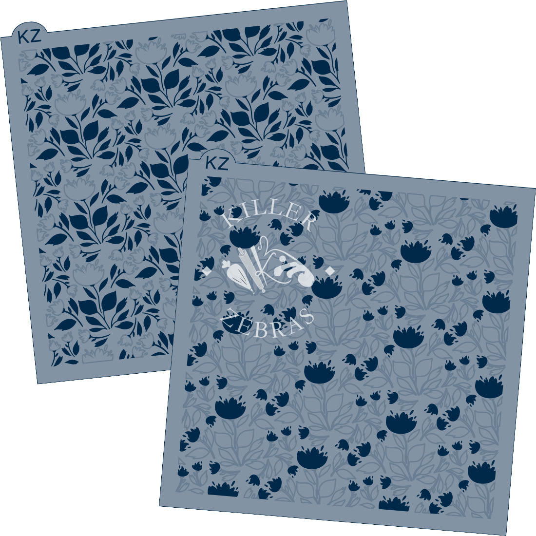 5.5 x 5.5 Stencil Watercolor Floral 2 Part Stencil