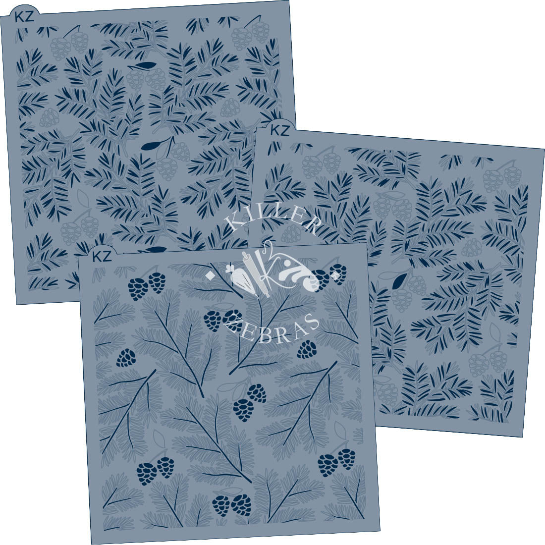 5.5 x 5.5 Stencil Woodland Pine 3 Part Stencil