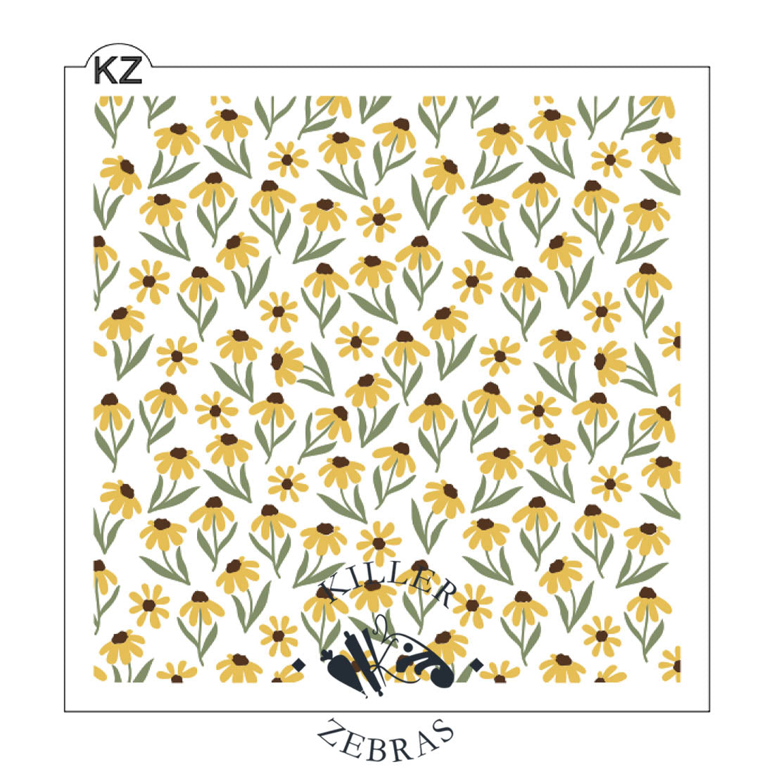 5.5 x 5.5 Stencil Black Eyed Susans 3 Part Stencil