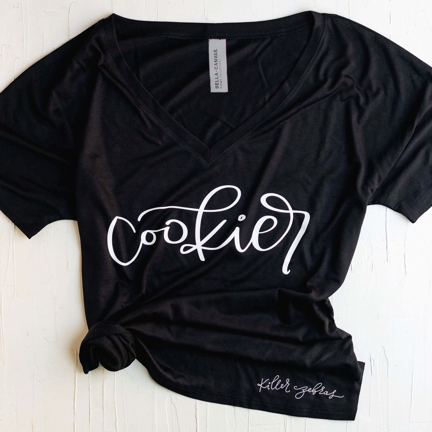 Shirts Cookier Flowy Black V-Neck Tee