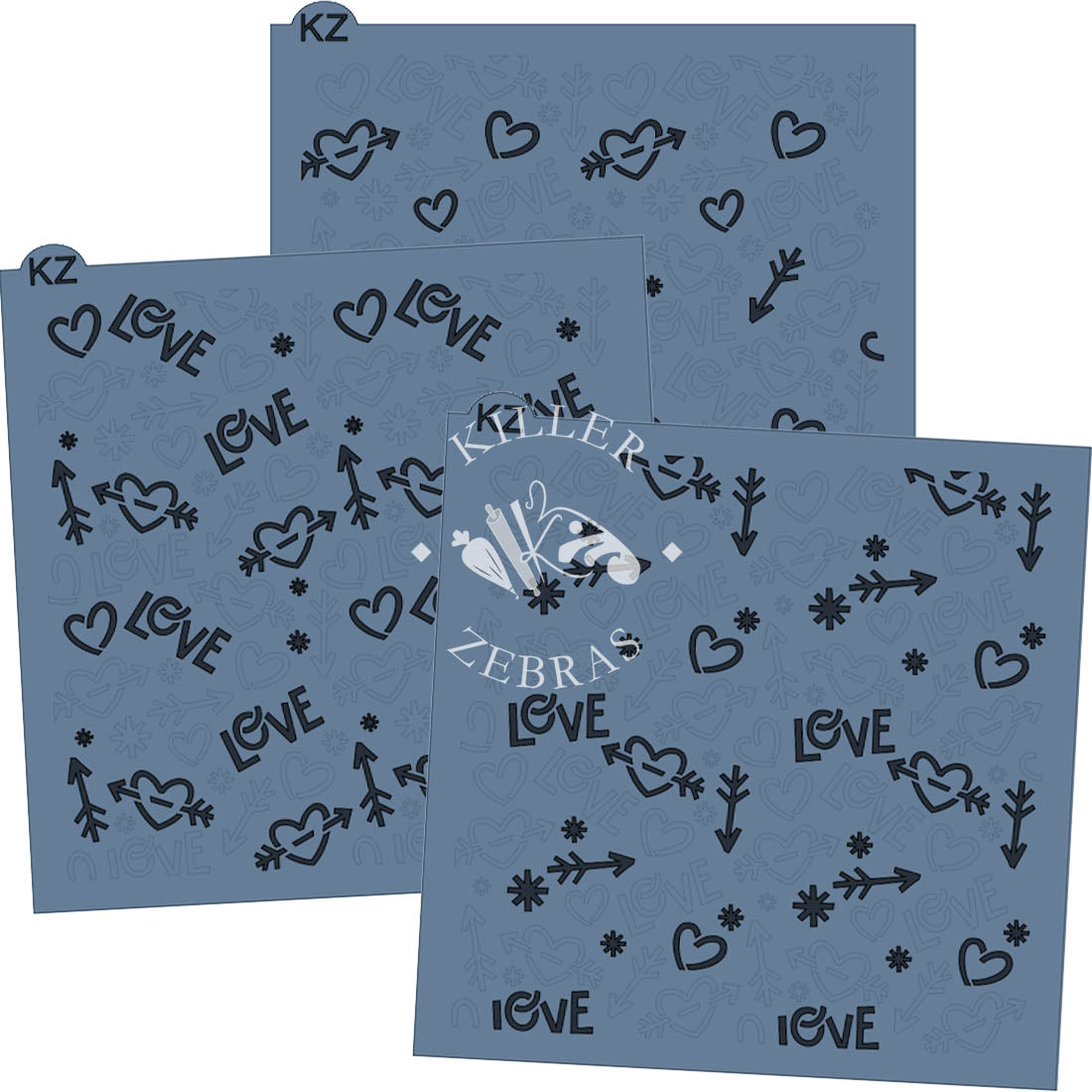 5.5 x 5.5 Stencil Lovestruck 3 Part Stencil