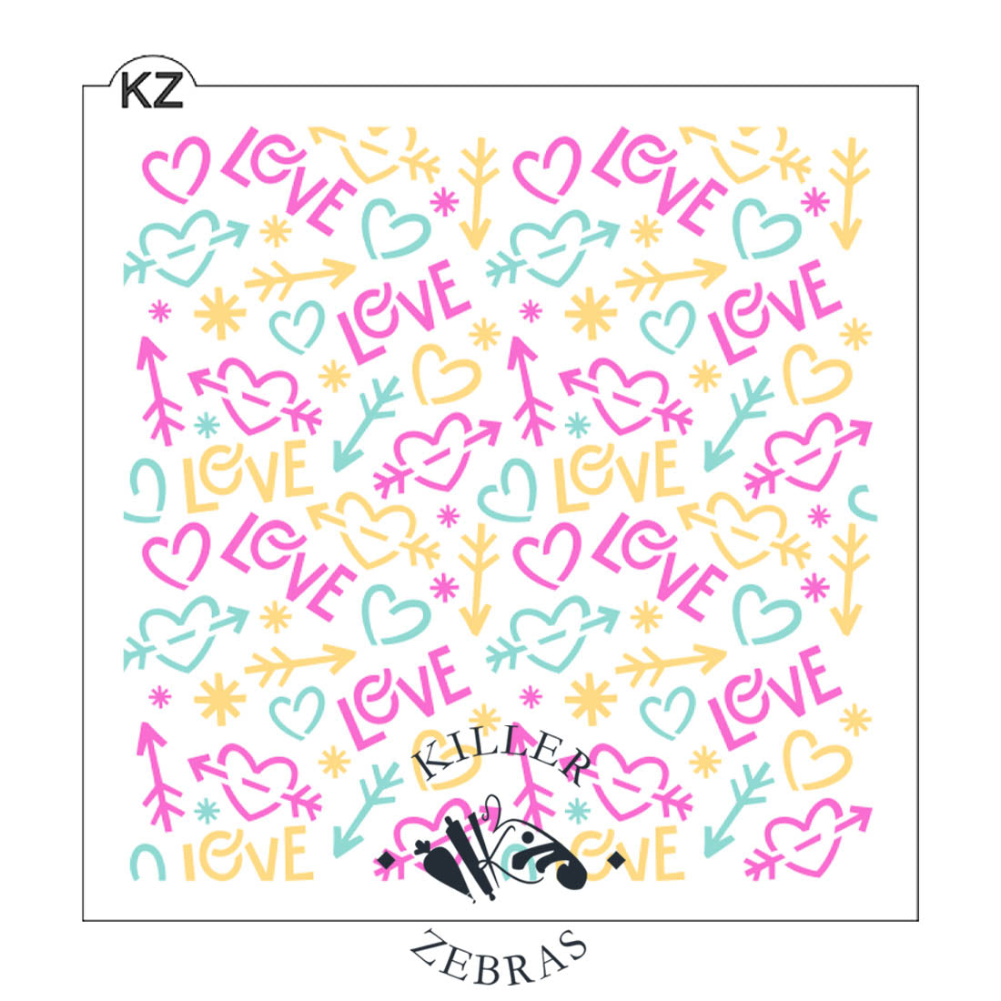 5.5 x 5.5 Stencil Lovestruck 3 Part Stencil
