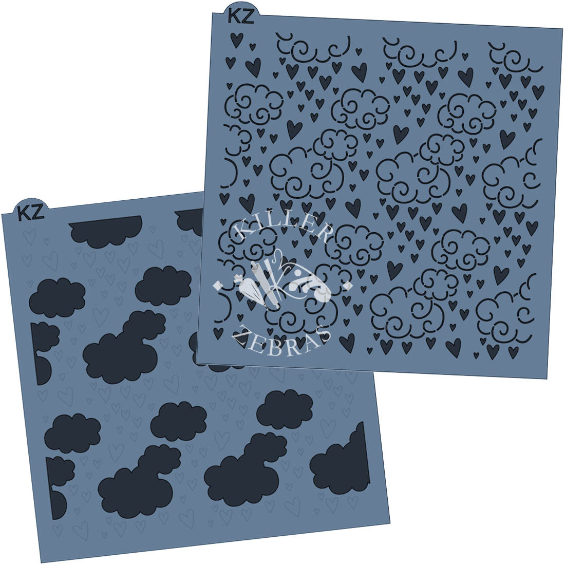 5.5 x 5.5 Stencil Raining Love 2 Part Stencil