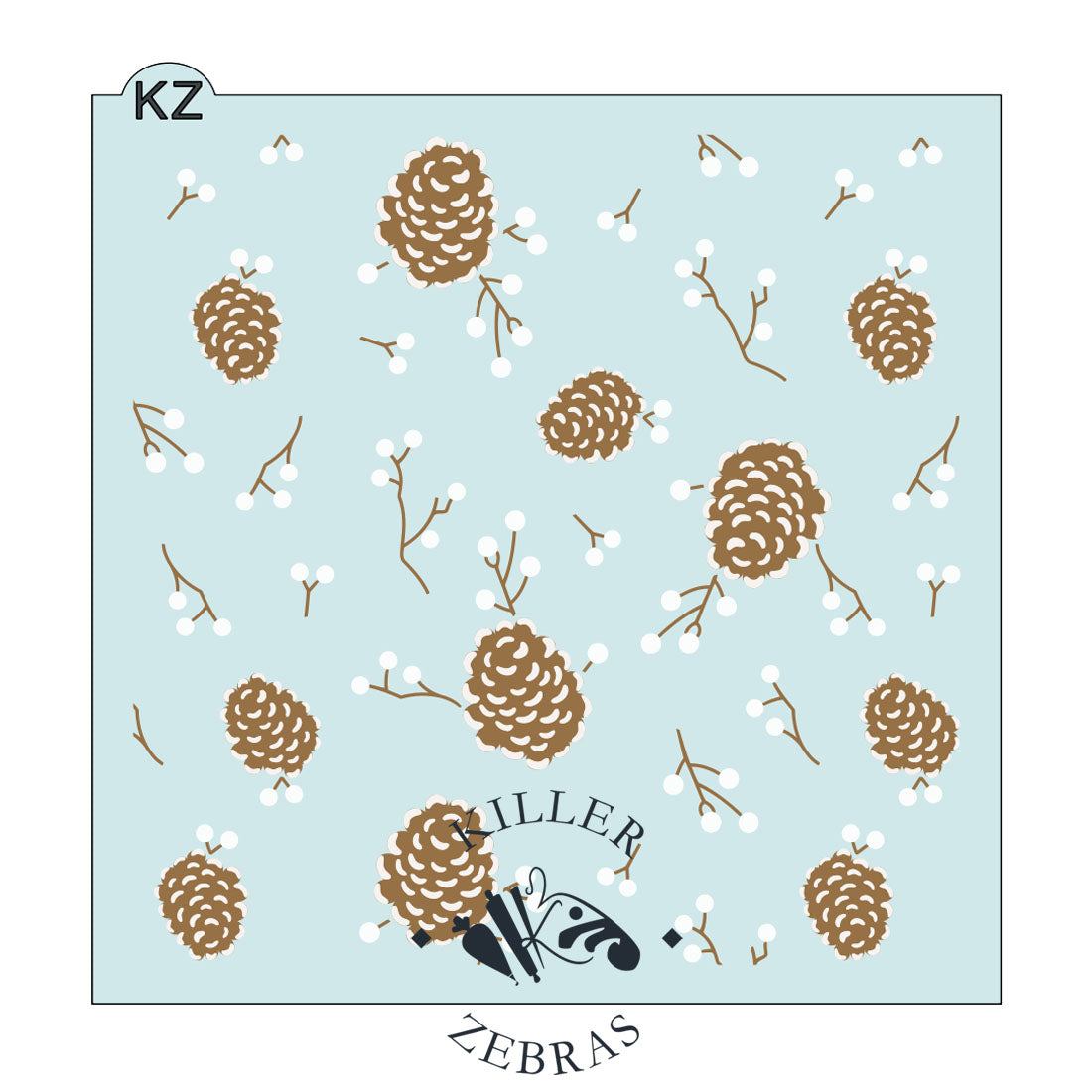 5.5 x 5.5 Stencil Snowy Pinecones – Layered Cookie Stencil