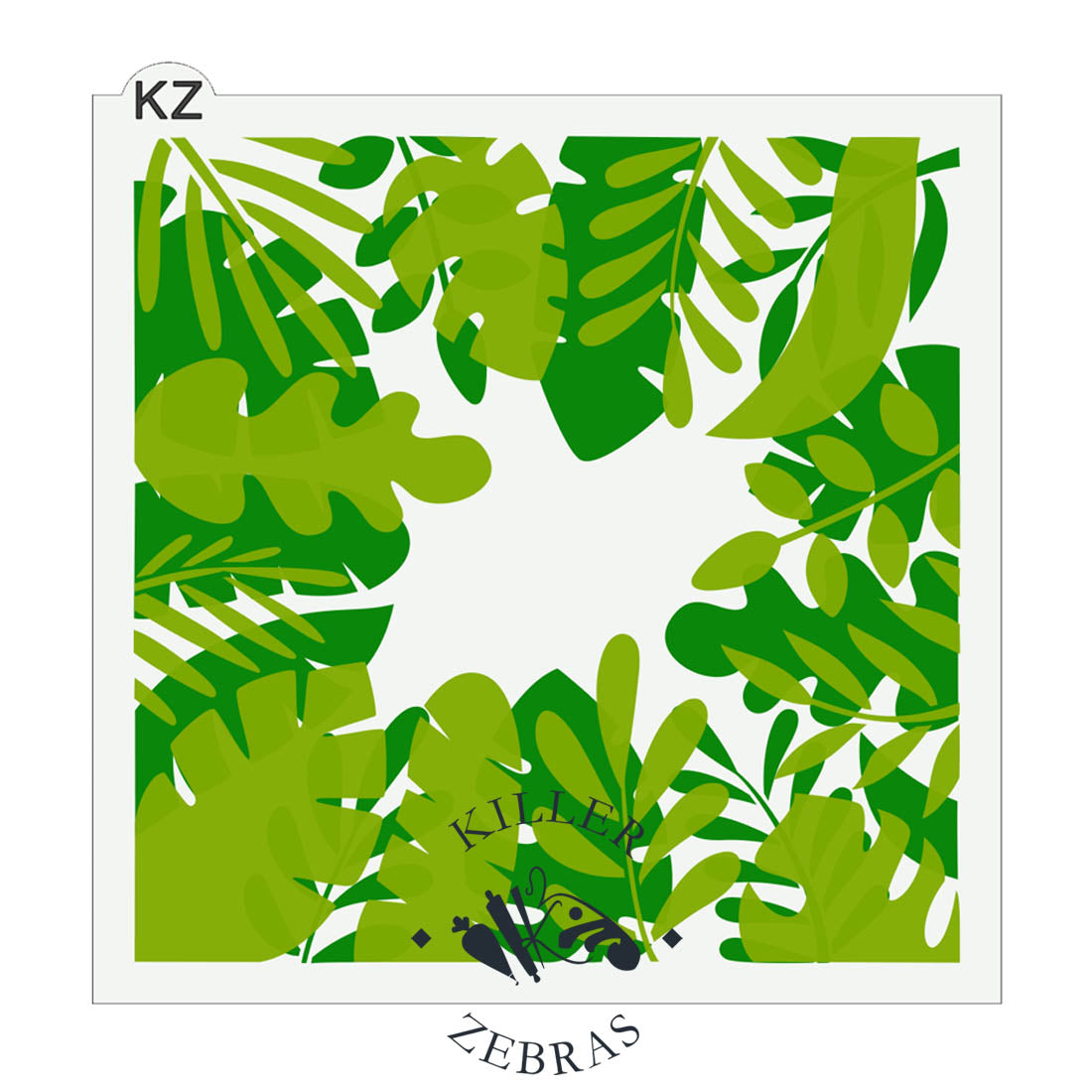 5.5 x 5.5 Stencil Tropical Leaf Frame 2 Part Stencil