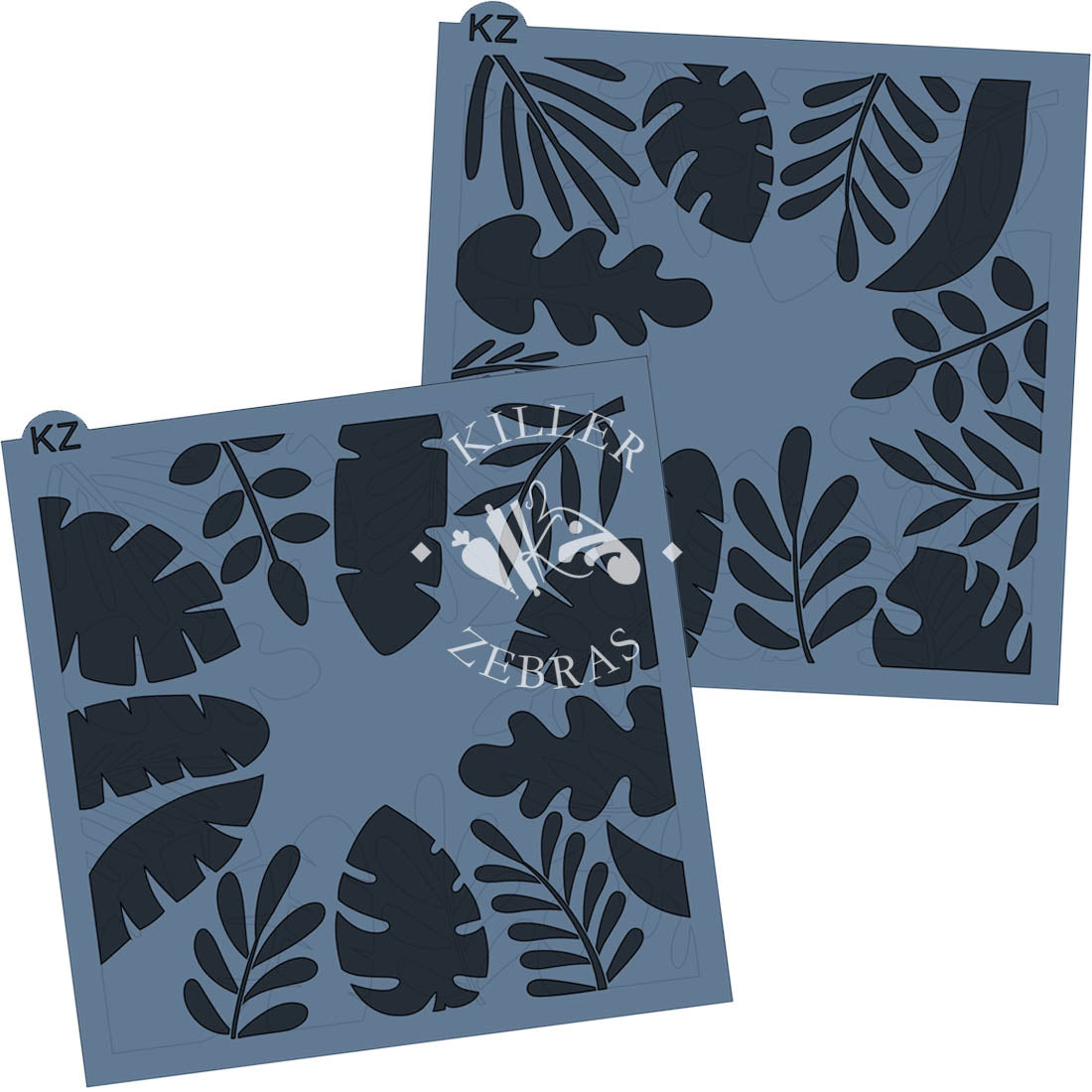 5.5 x 5.5 Stencil Tropical Leaf Frame 2 Part Stencil
