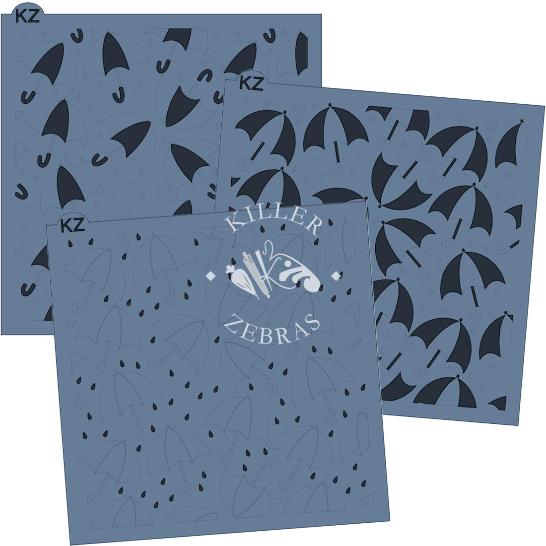 5.5 x 5.5 Stencil Umbrellas 3 Part Stencil