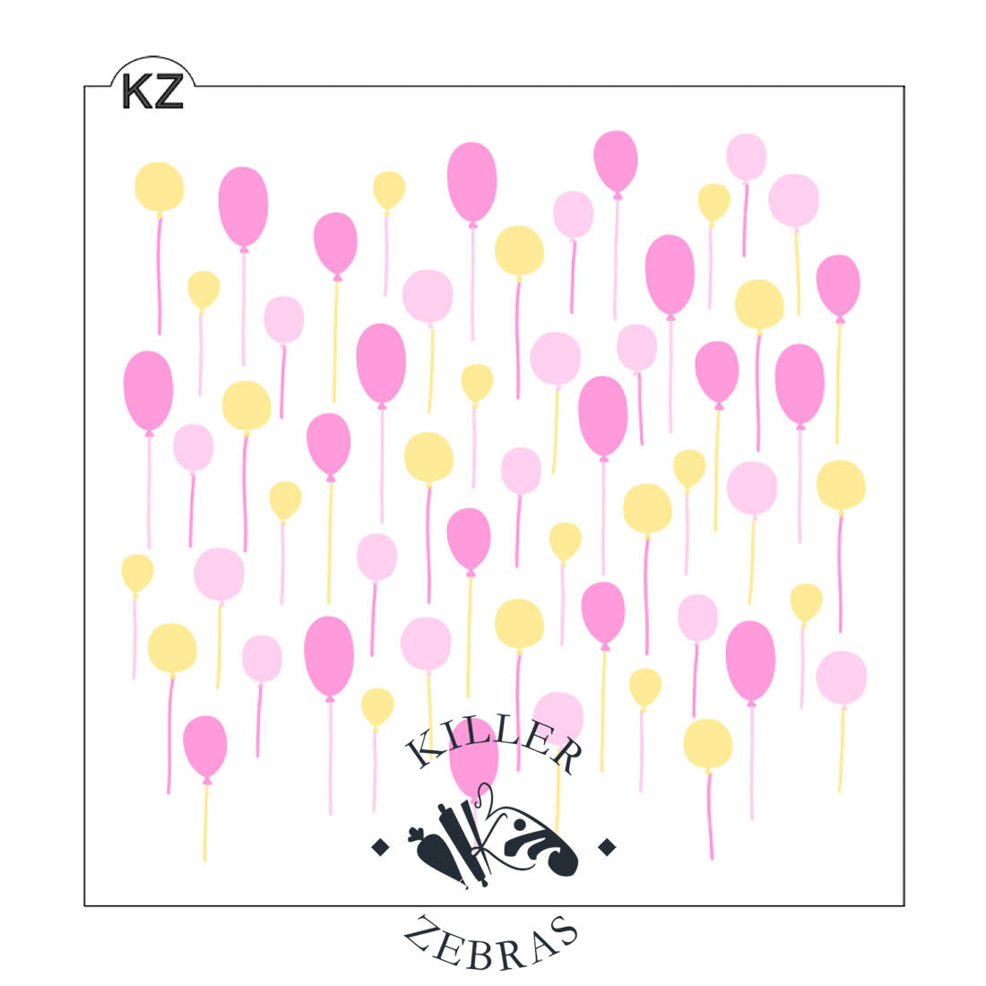 5.5 x 5.5 Stencil Balloons 3 Part Stencil