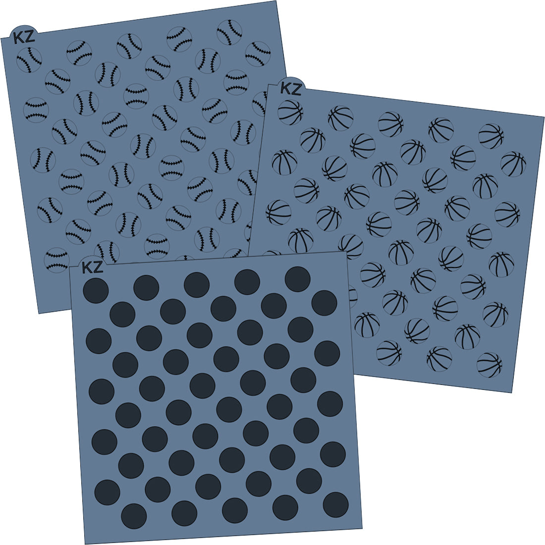 5.5 x 5.5 Stencil Sports Balls – Layered Cookie Stencil Set With Both