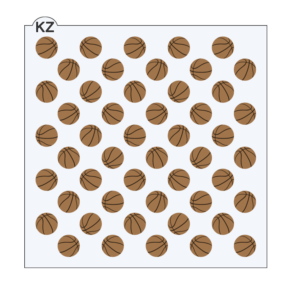 5.5 x 5.5 Stencil Sports Balls – Layered Cookie Stencil Basketballs 2 Part