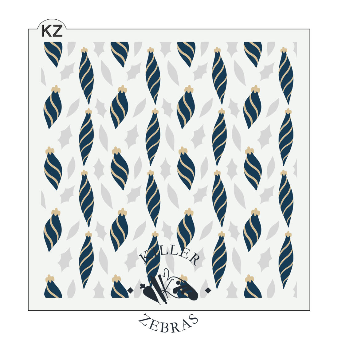 5.5 x 5.5 Stencil Baubles 3 Part Stencil