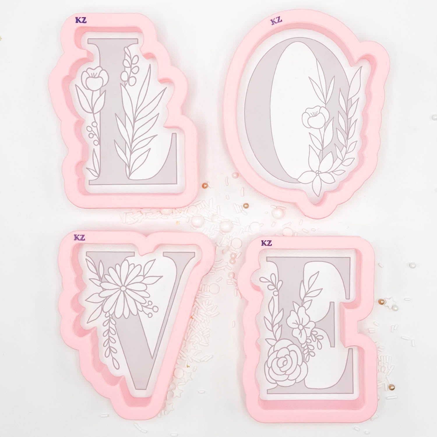 Floral LOVE Cutter/Stencil Set