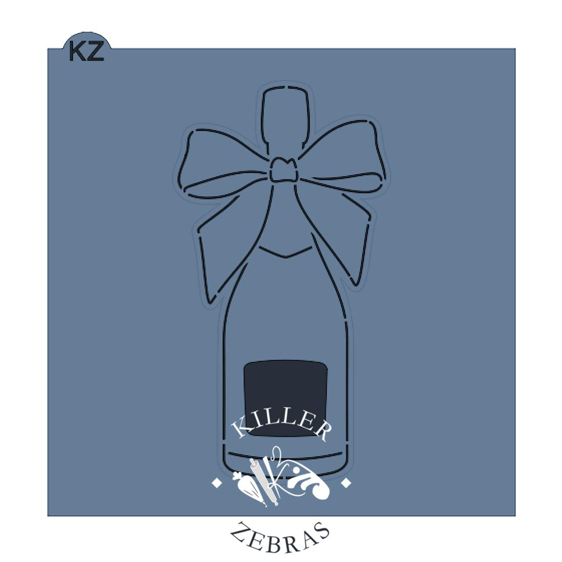 Cookie Cutters Champagne Bottle with Bow Cutter/Stencil