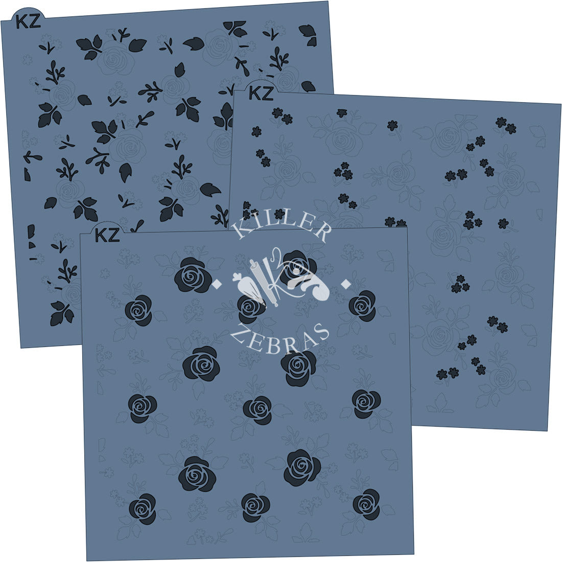 5.5 x 5.5 Stencil Country Rose 3 Part Stencil