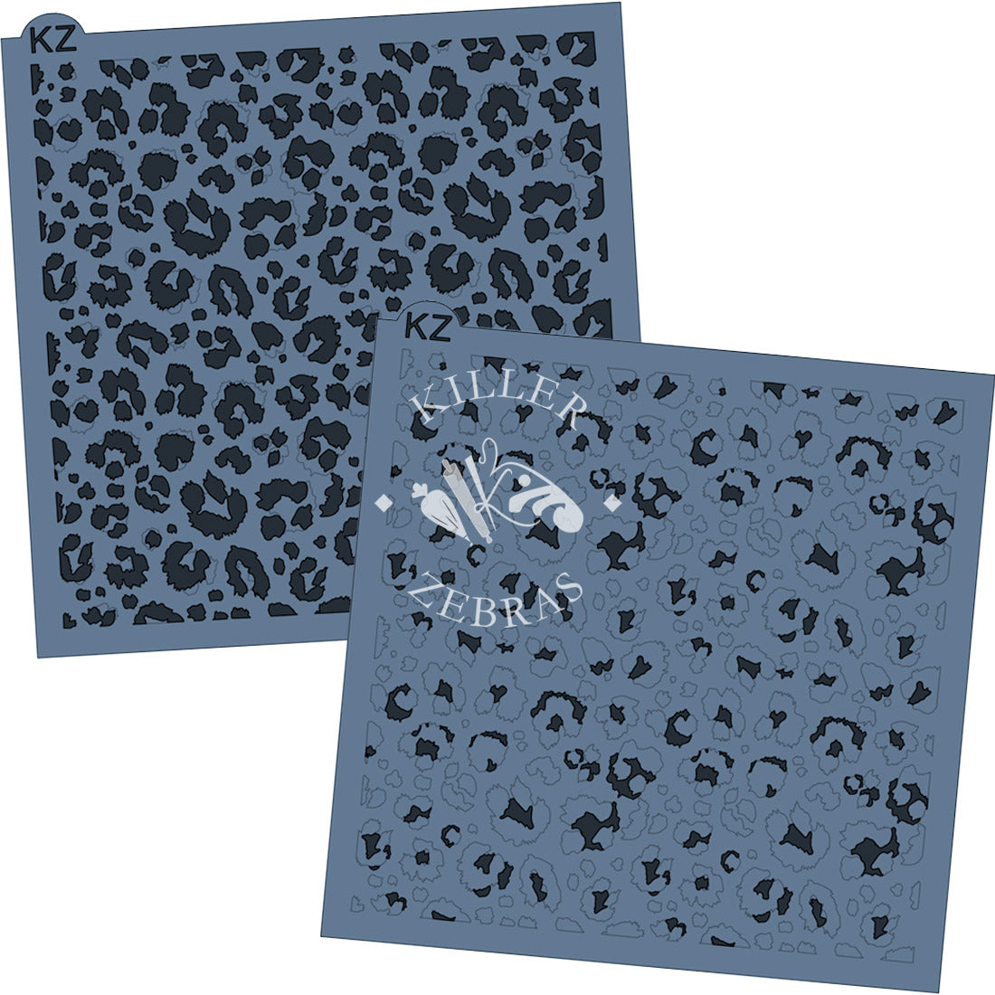 5.5 x 5.5 Stencil Fuzzy Leopard Print 2 Part Stencil