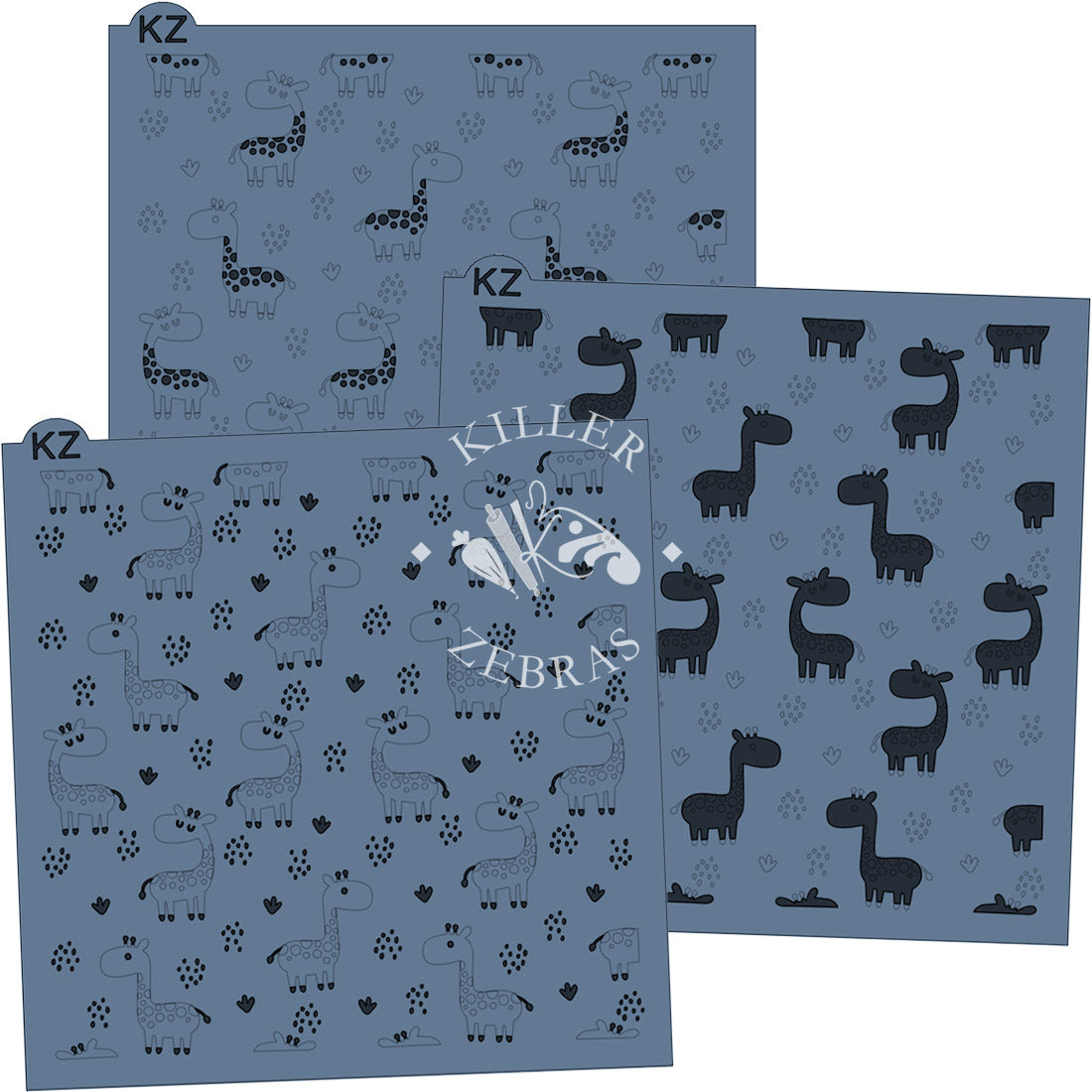 5.5 x 5.5 Stencil Giraffes – Layered Cookie Stencil