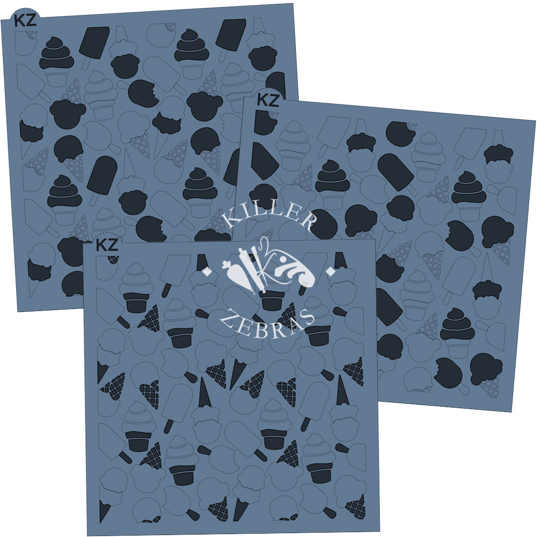 5.5 x 5.5 Stencil Ice Cream 3 Part Stencil