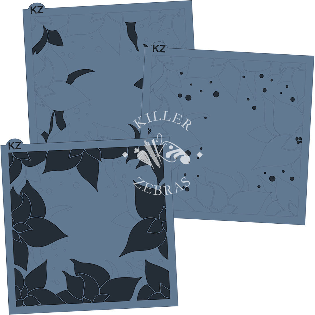 5.5 x 5.5 Stencil Poinsettia Frame 3 Part Stencil